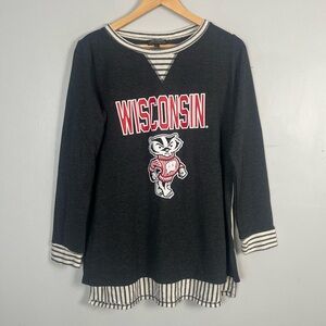 Game day Couture University of Wisconsin Badgers long sleeve striped top m/l